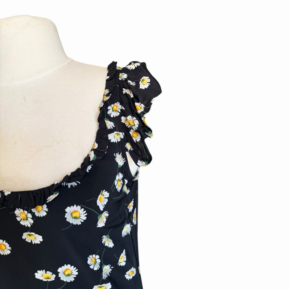 The Kooples Daisy Print Ruffle Straps Asymmetric Hem Midi Dress Size 1 NWT - Picture 6 of 16